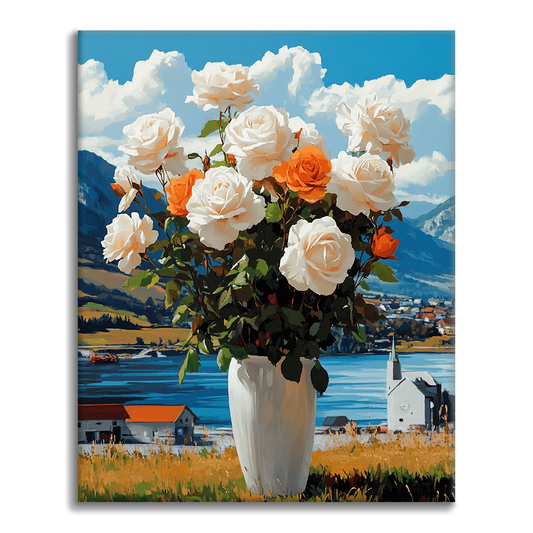 Róże z Wazonem - Maalaa numeroilla