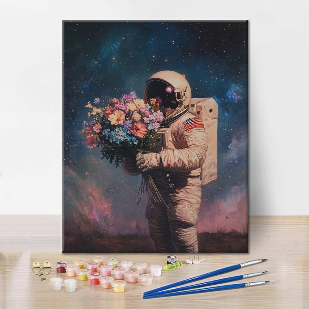 Astronautin kukkiva universumi - Maalaa numeroilla