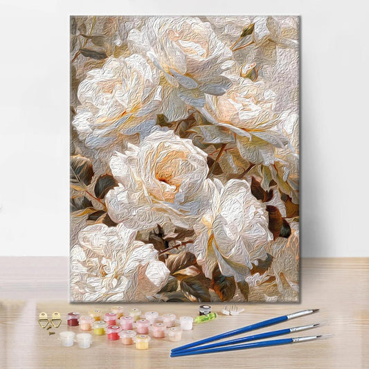 Valkoinen ruusu - Maalaa numeroilla