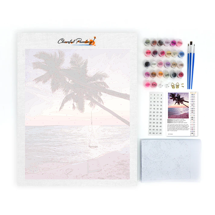 Palm tree beach - Maalaa numeroilla