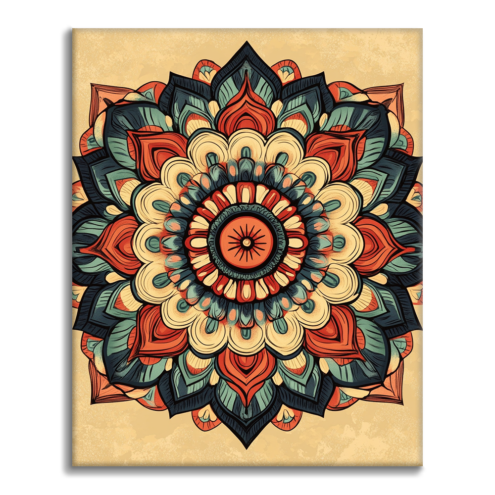 Auringonsäteiden Mandala - Maalaa numeroilla