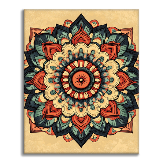 Auringonsäteiden Mandala - Maalaa numeroilla