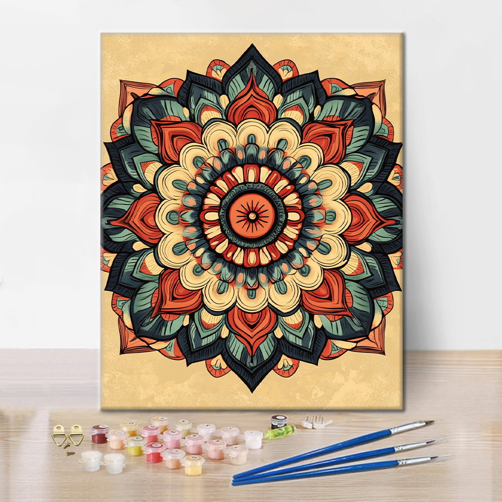 Auringonsäteiden Mandala - Maalaa numeroilla