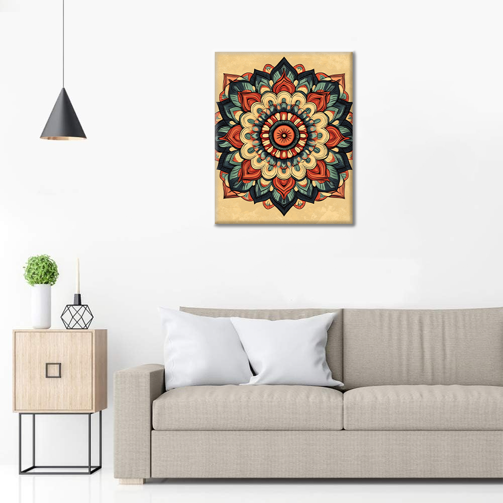 Auringonsäteiden Mandala - Maalaa numeroilla