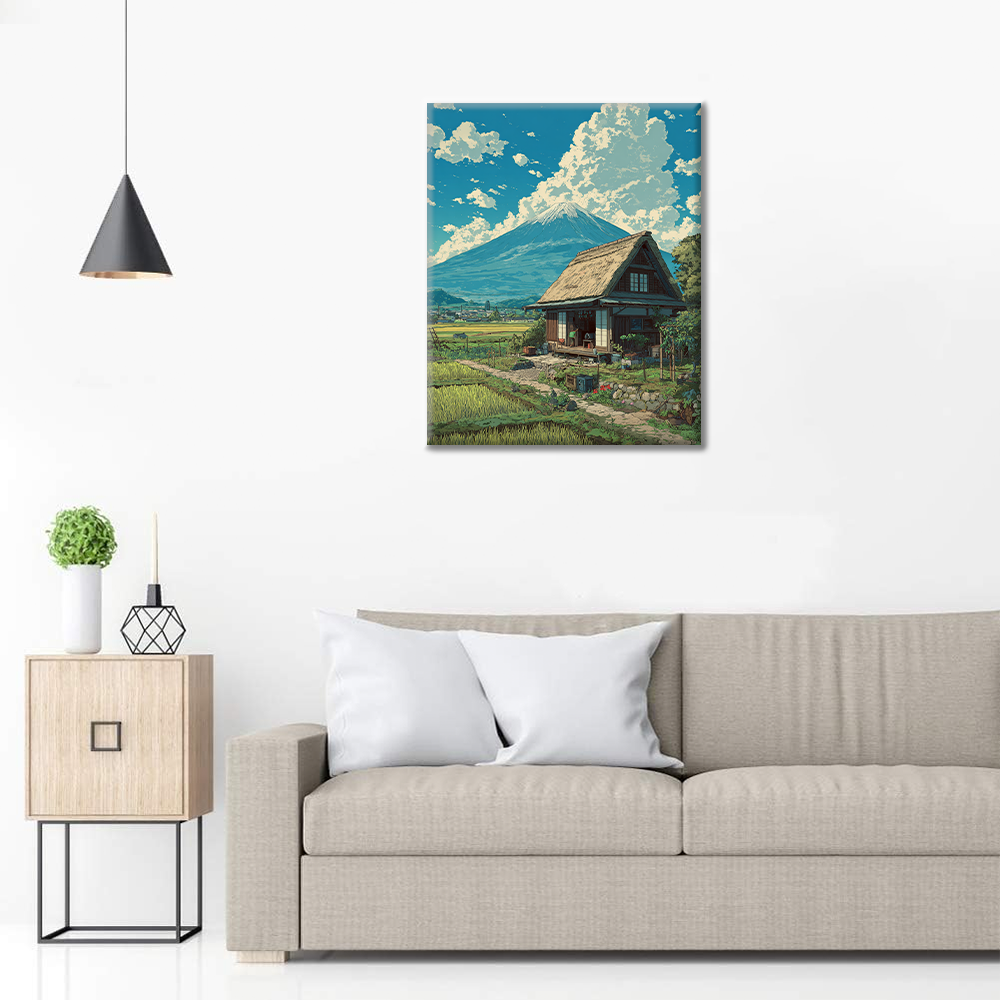 Mökki Fuji-vuoren alla - Paint by Numbers