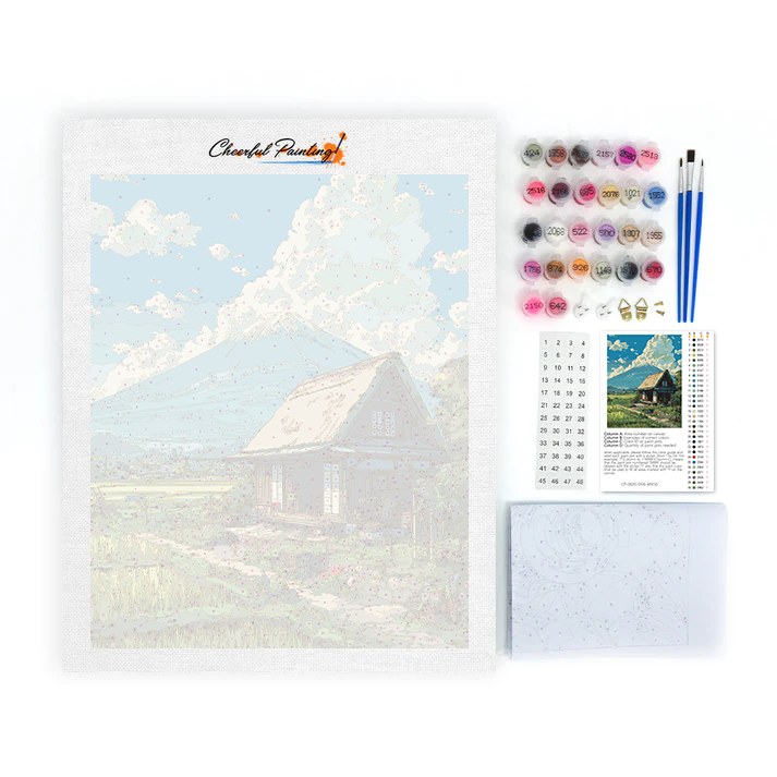 Mökki Fuji-vuoren alla - Paint by Numbers