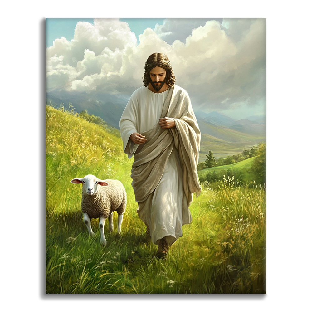 Jeesus ja lampaat - Maalaa numeroiden mukaan