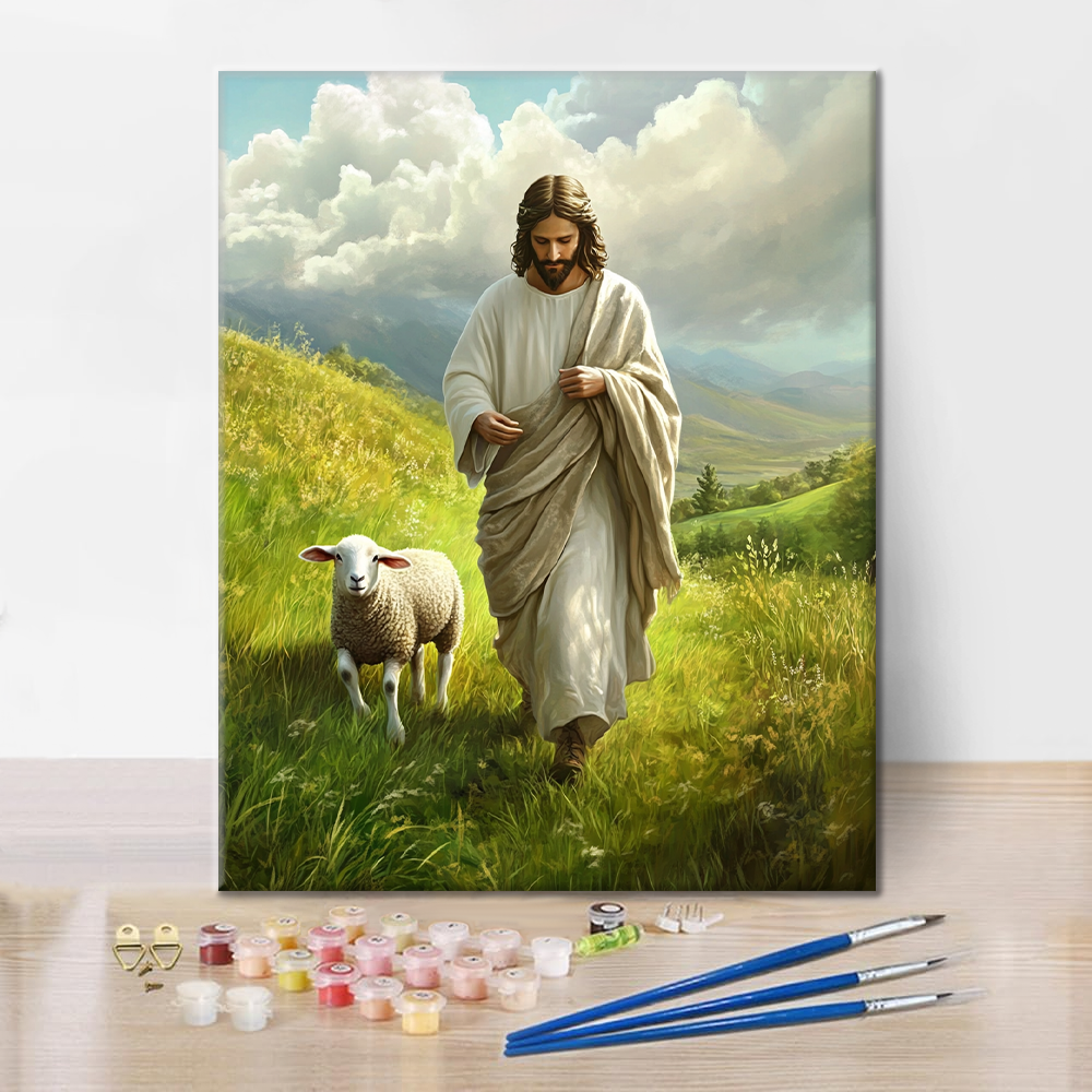 Jeesus ja lampaat - Maalaa numeroiden mukaan
