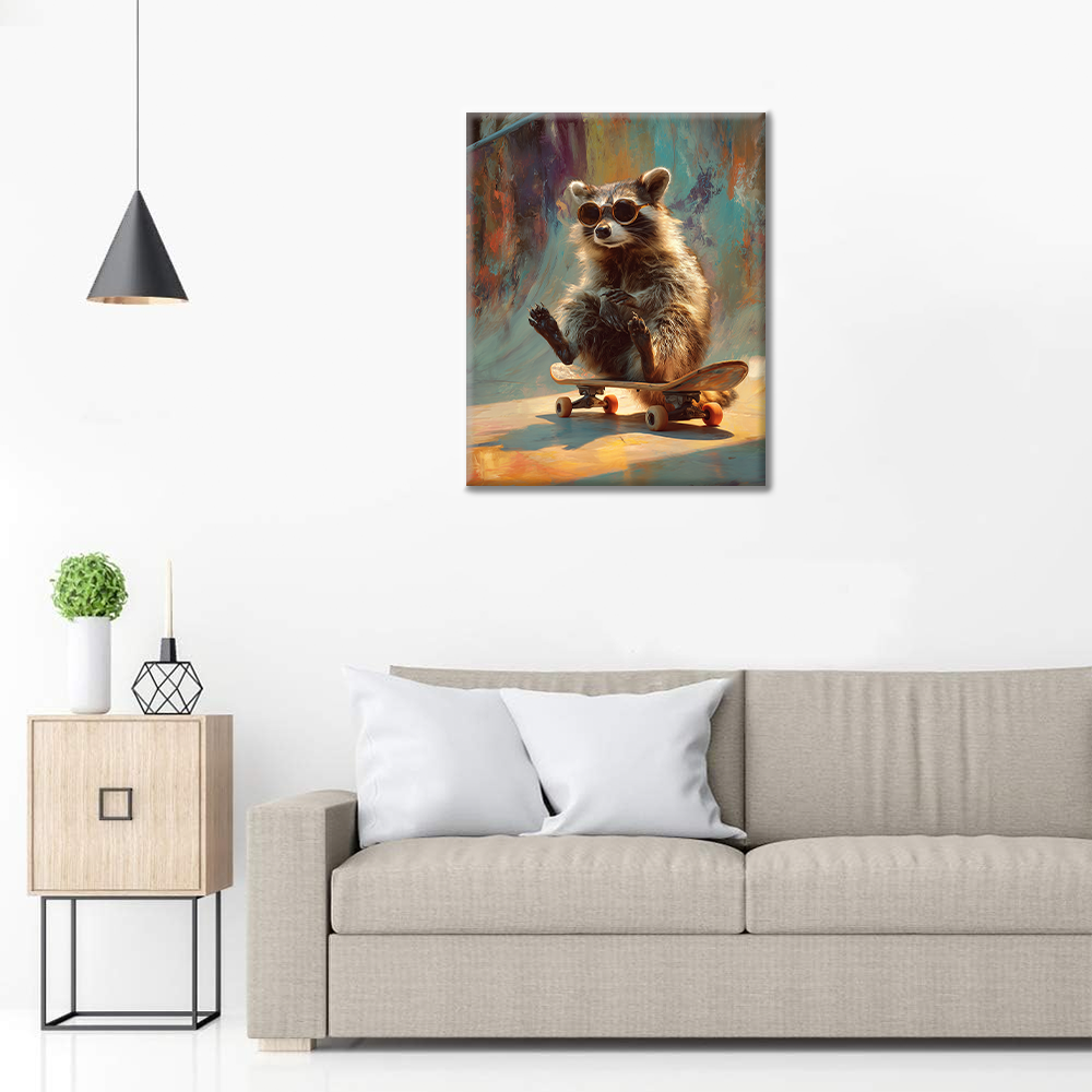 Raccoon-skeittilauta - Maalaa numeroiden mukaan