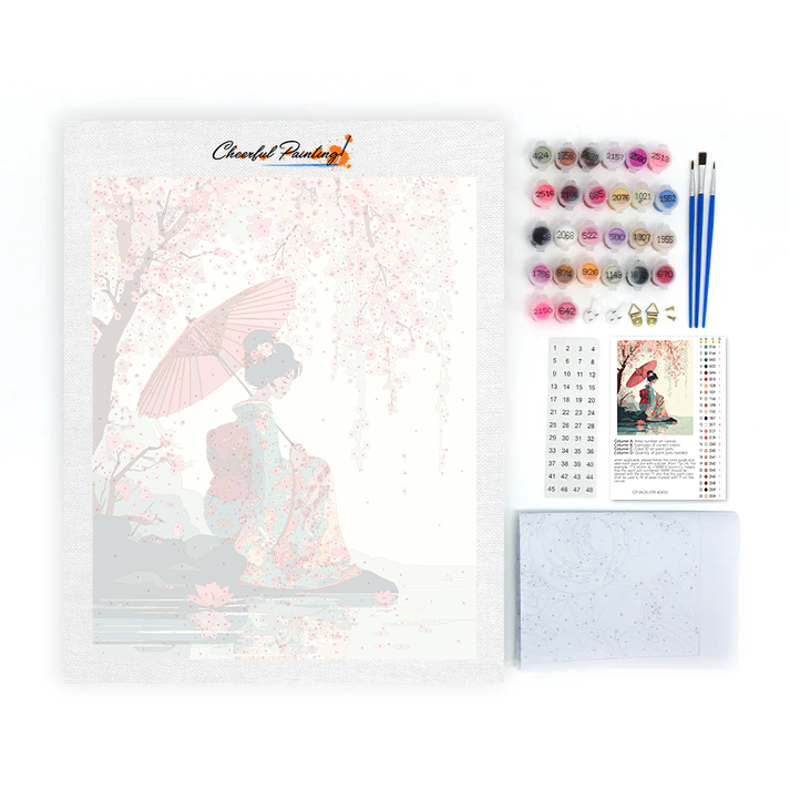 Sakura-sateenvarjo - Maalaa numeroiden mukaan