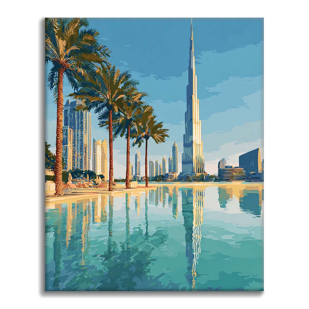 Dubain siluetin heijastukset - Maalaa numeroilla