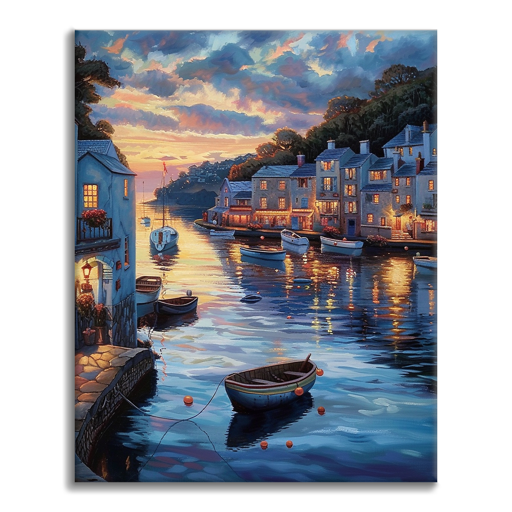 Auringonlaskukaupunki - Maalaa numeroilla