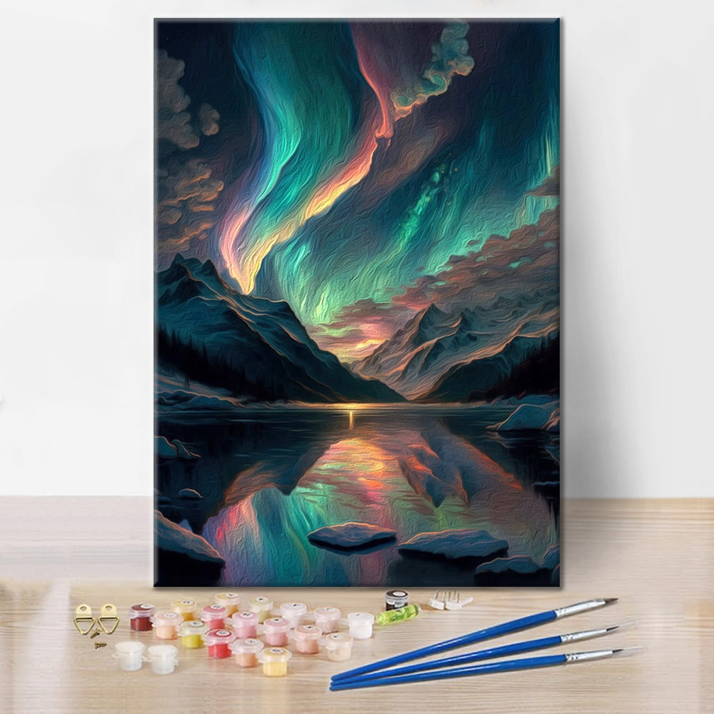 Värikäs aurora borealis - Maalaa numeroilla