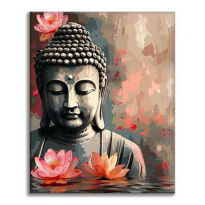 Buddha ja kukka - Maalaa numeroilla