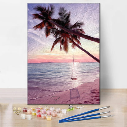 Palm tree beach - Maalaa numeroilla