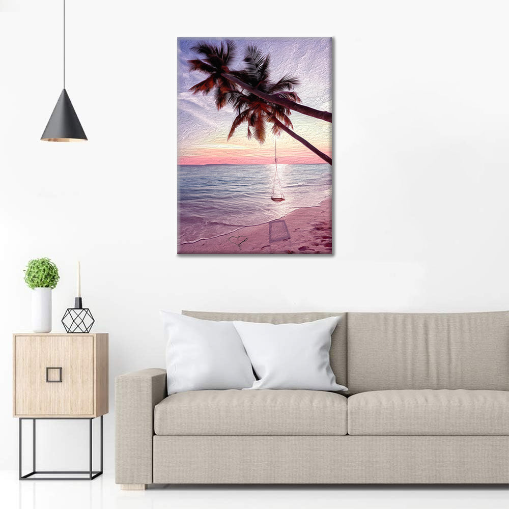 Palm tree beach - Maalaa numeroilla