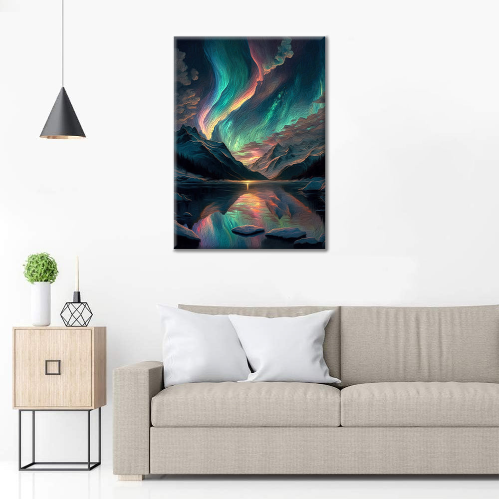 Värikäs aurora borealis - Maalaa numeroilla
