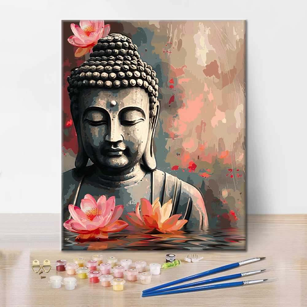 Buddha ja kukka - Maalaa numeroilla