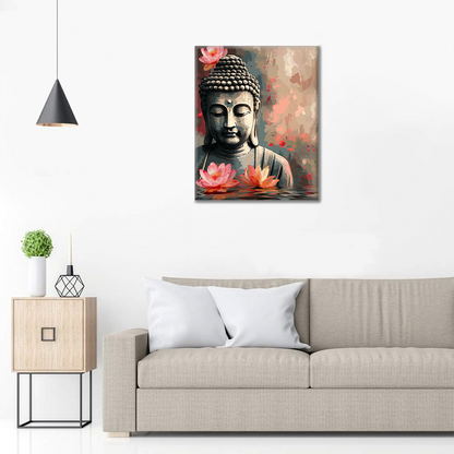 Buddha ja kukka - Maalaa numeroilla