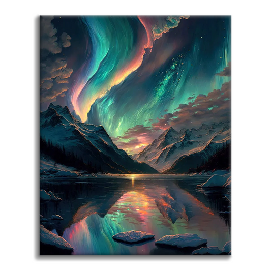 Värikäs aurora borealis - Maalaa numeroilla