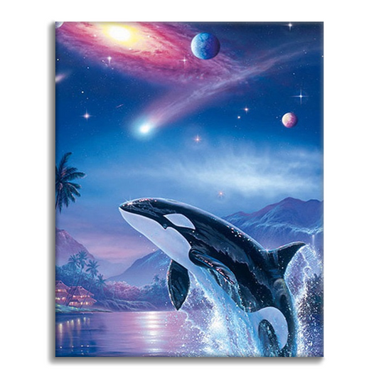 Whale Planet Aurora - Maalaa numeroilla