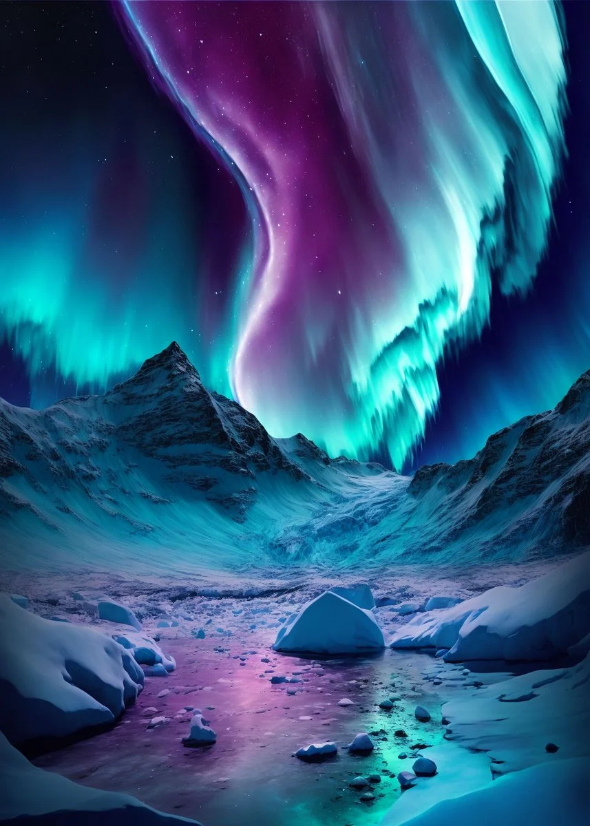Blue Aurora Borealis - Maalaa numeroilla