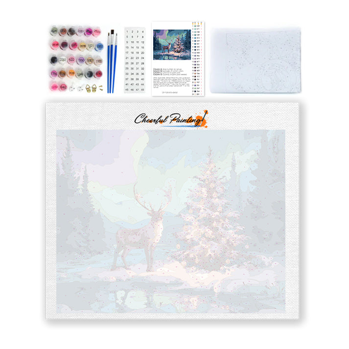 Poro ja joulukuusi – Maalaus numeroiden mukaan