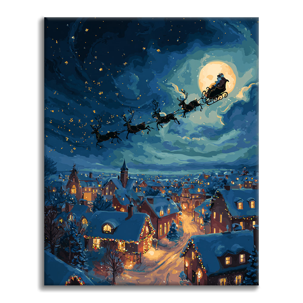 Joulupukki jakaa lahjoja – Maalaus numeroiden mukaan