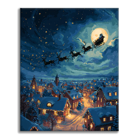 Joulupukki jakaa lahjoja – Maalaus numeroiden mukaan