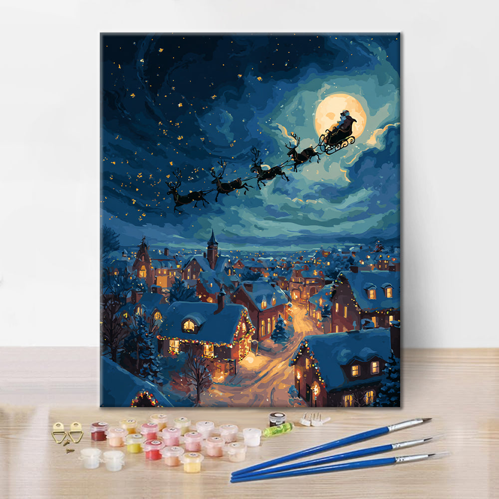 Joulupukki jakaa lahjoja – Maalaus numeroiden mukaan