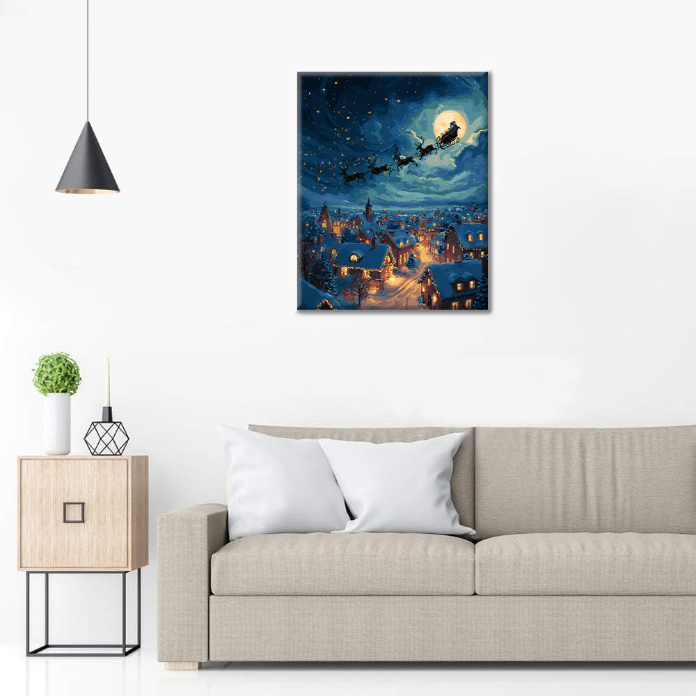 Joulupukki jakaa lahjoja – Maalaus numeroiden mukaan