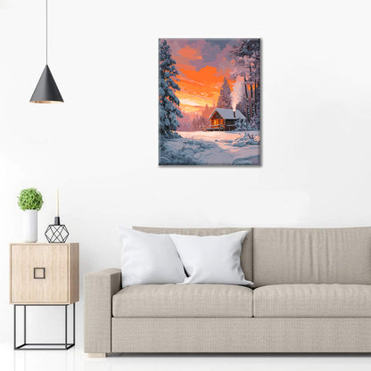 Talvimökki – Maalaus numeroiden mukaan