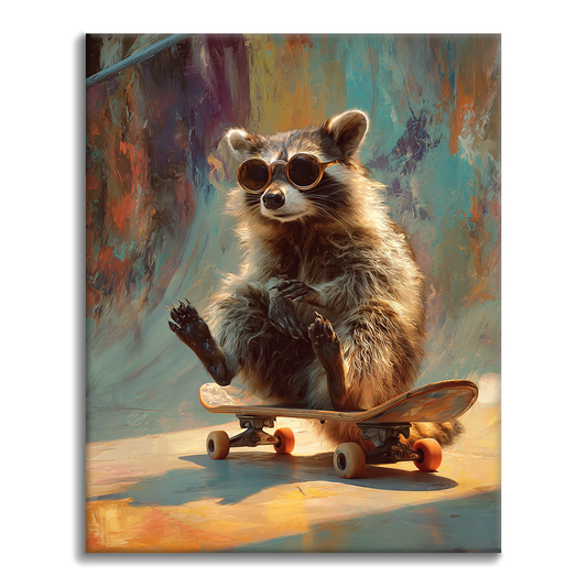 Raccoon-skeittilauta - Maalaa numeroiden mukaan