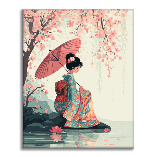 Sakura-sateenvarjo - Maalaa numeroiden mukaan