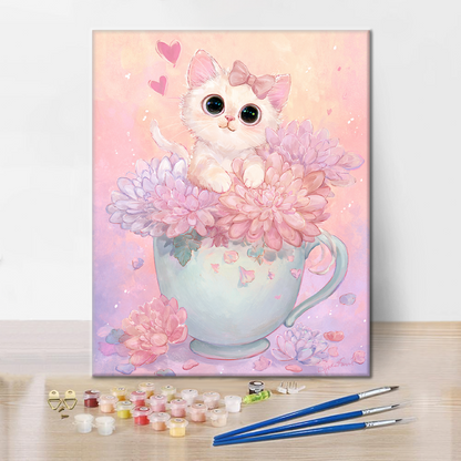 Tea Time Kitten - Maalaa numeroiden mukaan