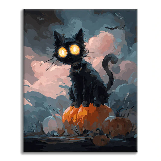 Halloween musta kissa - Maalaa numeroiden mukaan