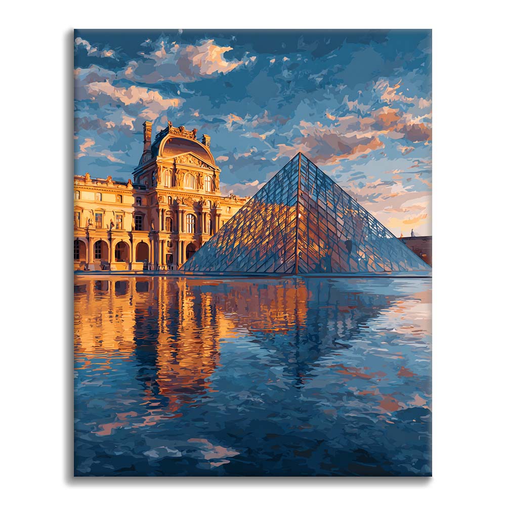 Louvren pyramidin heijastus - Maalaa numeroilla – Cheerful painting® (FI)