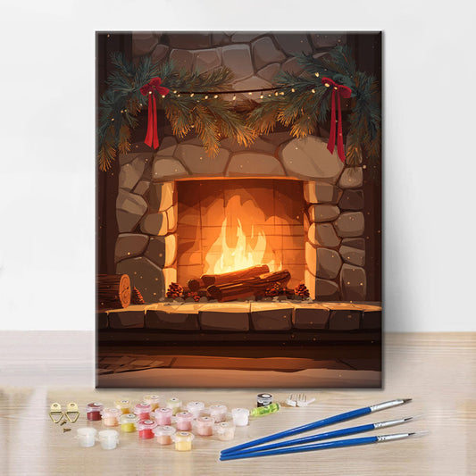 Lämmin takka - Maalaa numeroiden mukaan